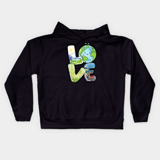 Love World Earth Day 2024 Kids Hoodie